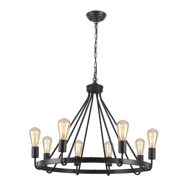 8-Light Candlestick Circle Wagon Wheel Foyer Chandelier Linear Island Chandelier Lighting for Dining Room