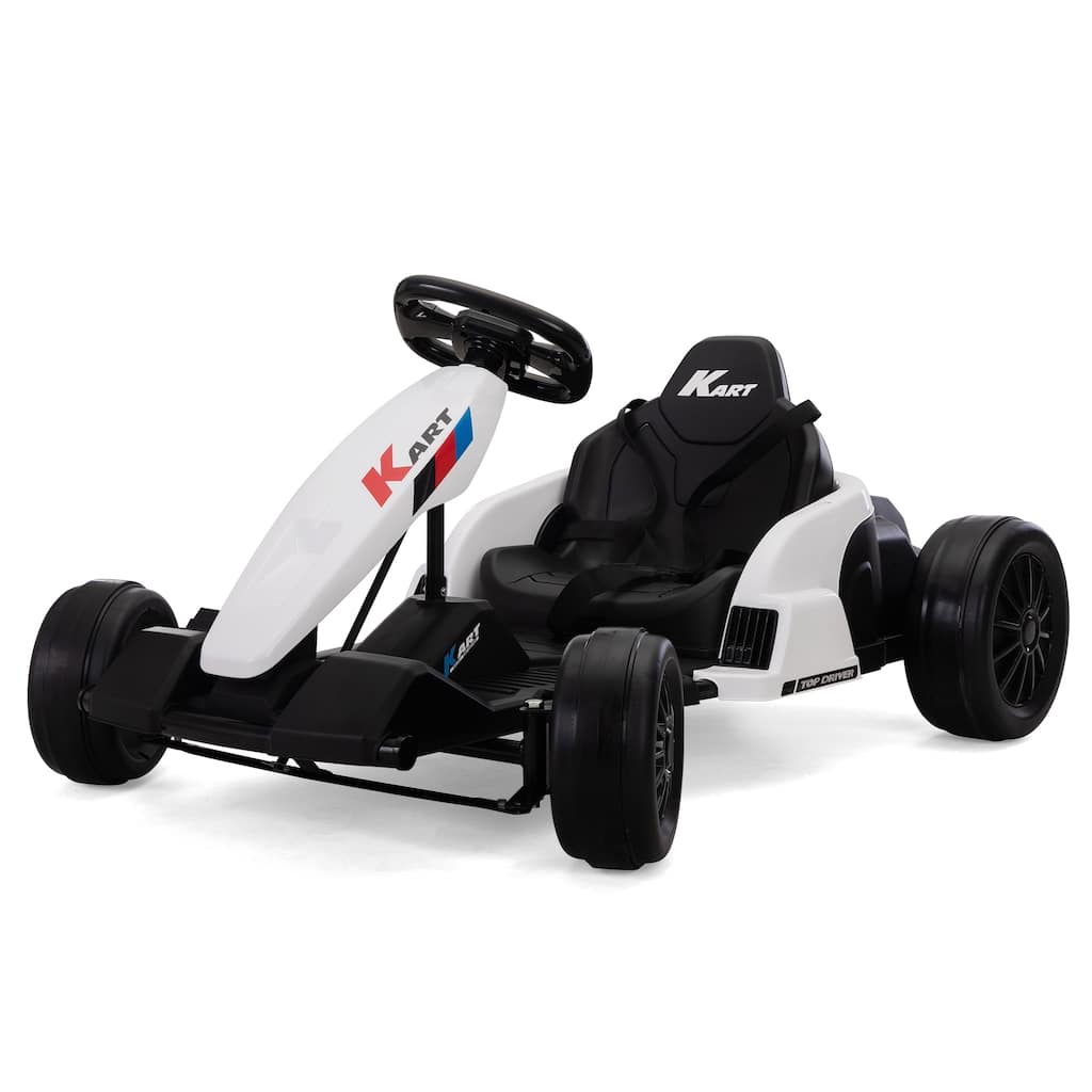 24V Electric Kids Go Kart with 8 mph Max Speed, Drift Function, Safety Gear, and Music, for Ages 4-16