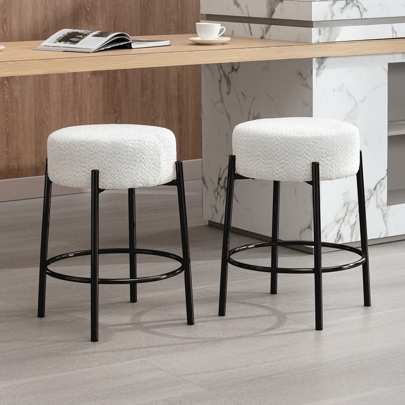 Mixoy Backless 24"Counter Height Velvet Bar Stools with steel Legs