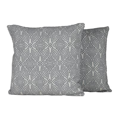 Novica Handmade Grey Spring Cotton Cushion Covers (Pair)