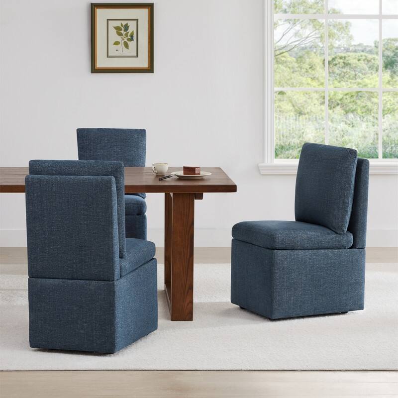 Nathan Dining Chair with Caster & Storage Set of 2 - N/A