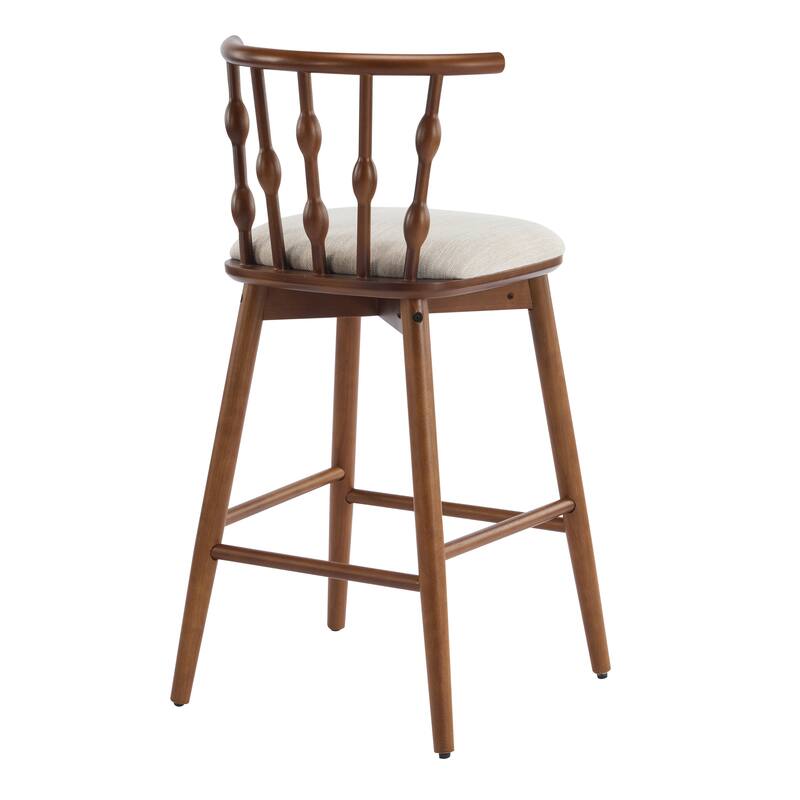 Christopher Knight Home - Leontius Bar Stool with Rubberwood Frame and Hourglass Backrest(Set of 2)