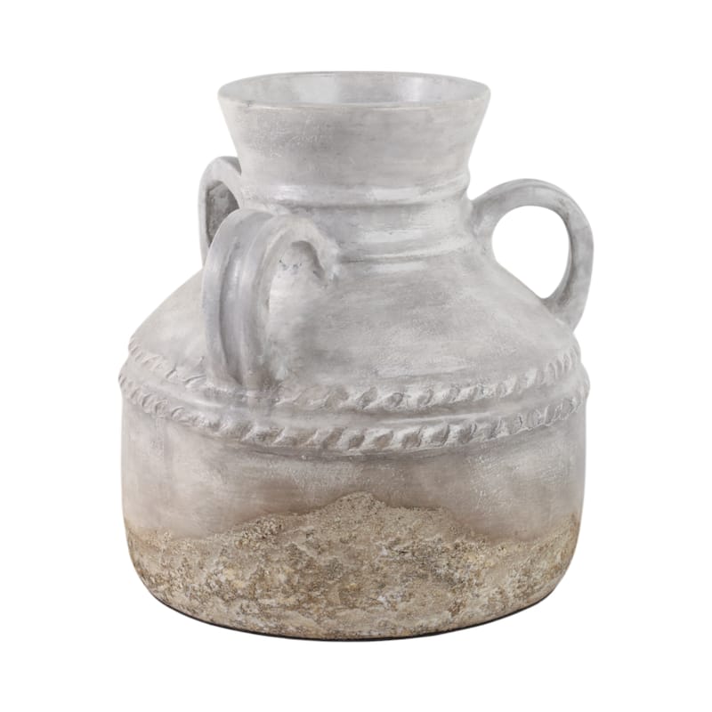 Terracotta Vase Rustic Textured Design Double Handles for Modern Space