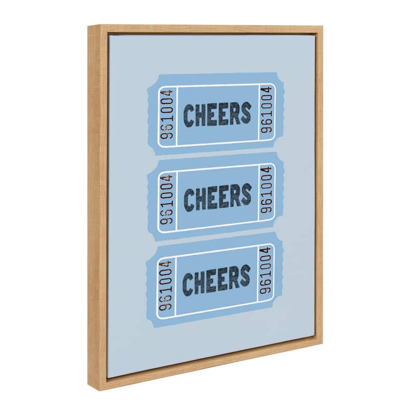 Kate and Laurel Sylvie Cheers Ticket Framed Canvas by Alli Standefer - 18x24 - Natural