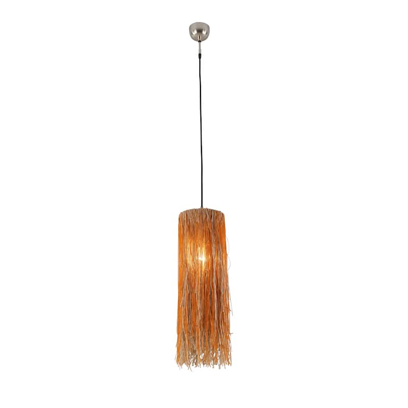 Bali Boho Jute Hanging Pendant Light - Orange