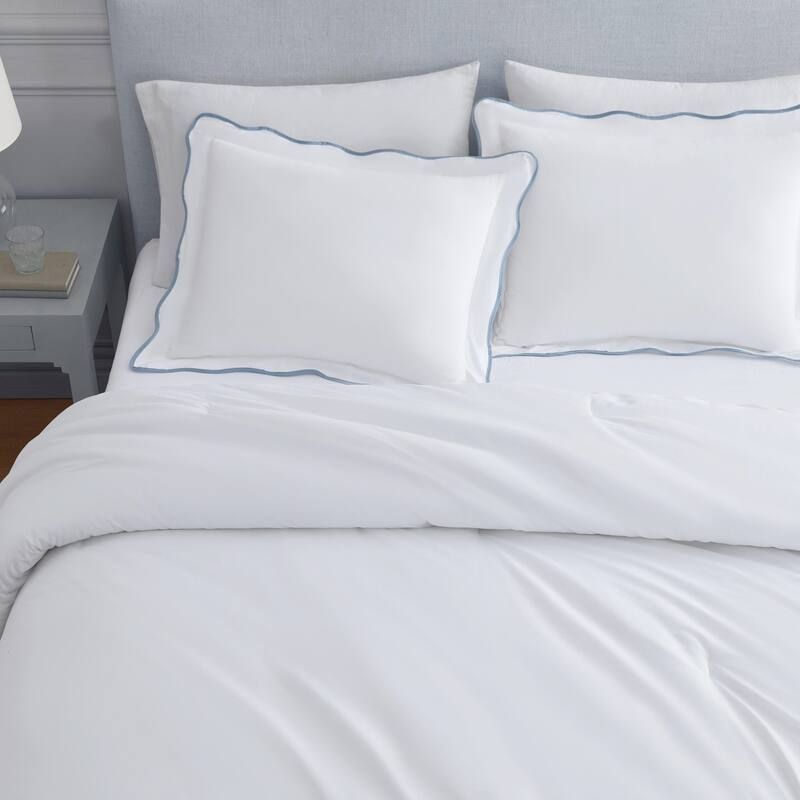 Martha Stewart Simple Scallop Cotton Duvet Cover Set