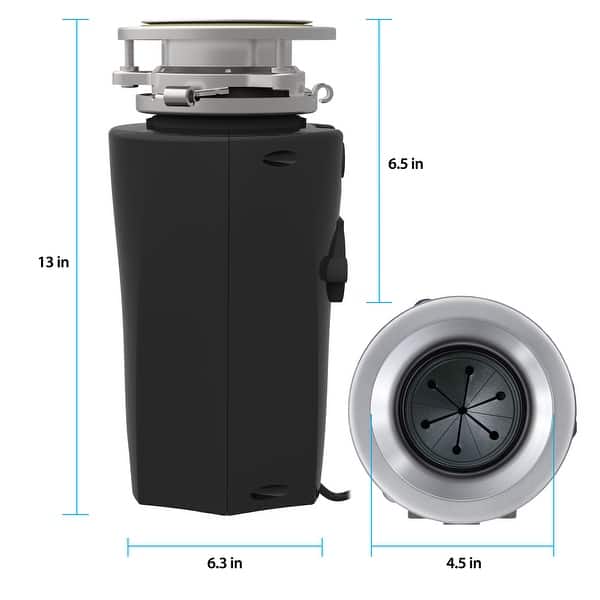Eco Logic 1/3 HP Continuous Feed Garbage Disposal with Attached Power Cord Stainless Steel 1
