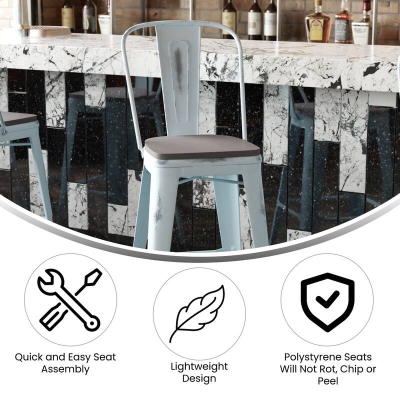 All-Weather Bar Height Stool with Poly Resin Seat