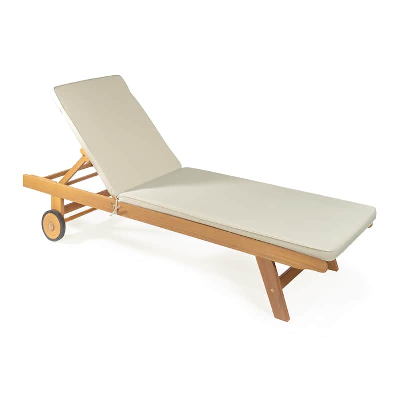 Adjustable Outdoor Chaise Lounge w/ Cushion & Wheels - JONATHAN Y