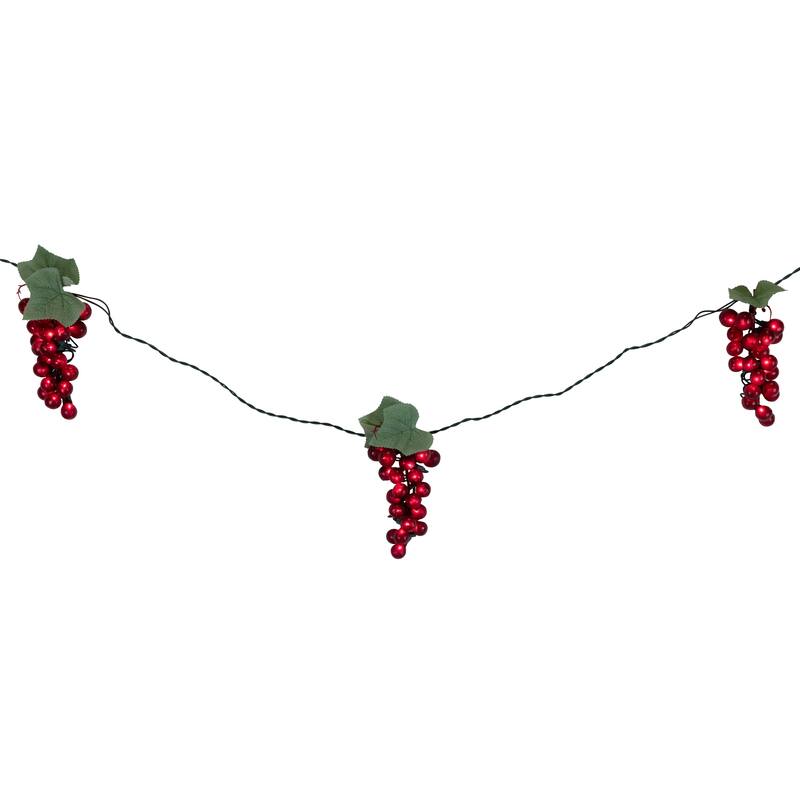 5-Count Red Grape Cluster Outdoor Patio Light Set - 6ft Green Wire