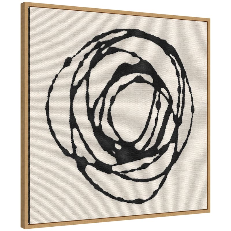 Kate and Laurel Sylvie Flowing Circle Abstract Framed Canvas by The Creative Bunch Studio - 30x30 - Brown