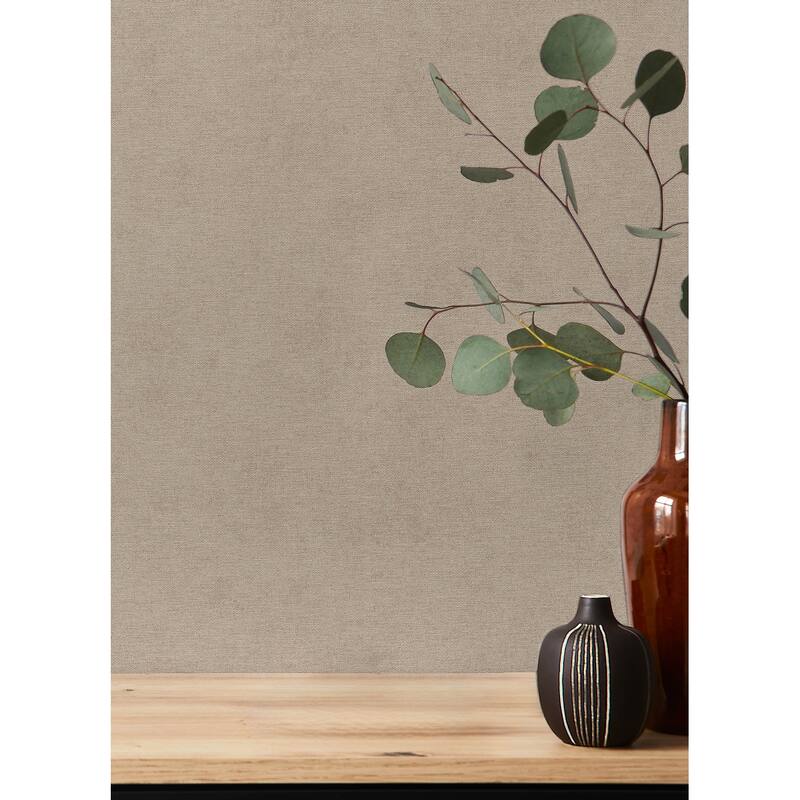A-Street Prints Cullen Light Brown Faux Linen Wallpaper