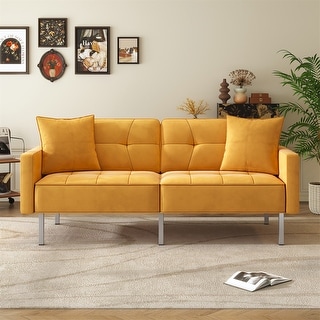 Linen Upholstered Modern Convertible Folding Futon Sofa Bed - Bed Bath ...