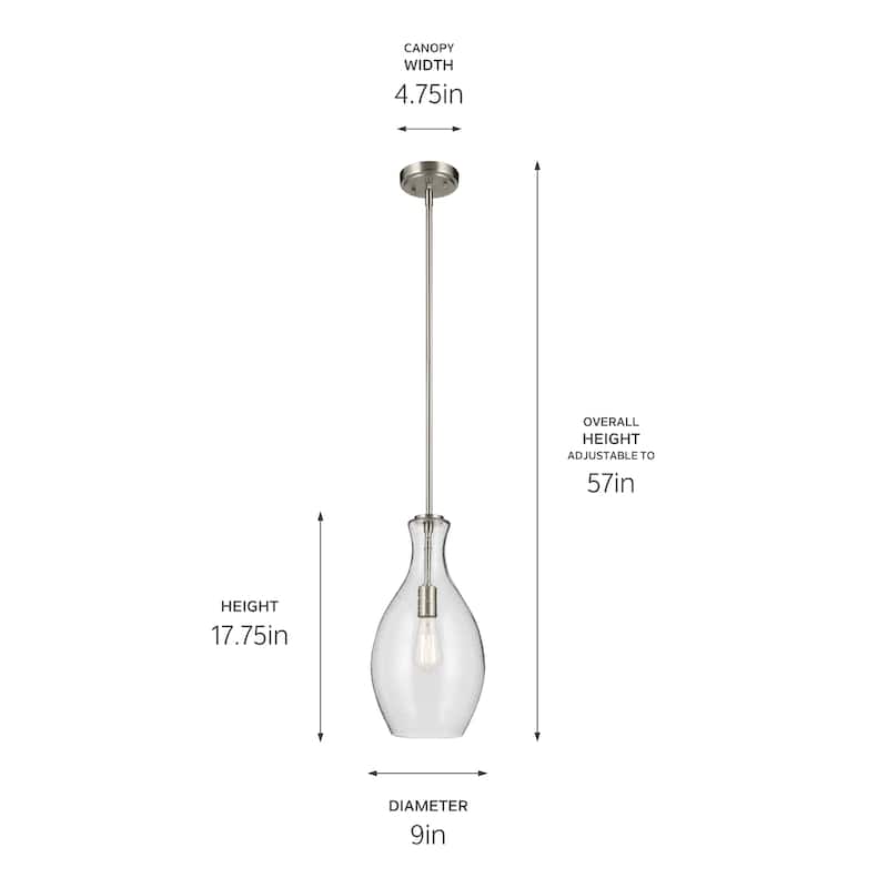 Kichler Lighting Everly 1-Light Bell Pendant Light with Seeded Glass