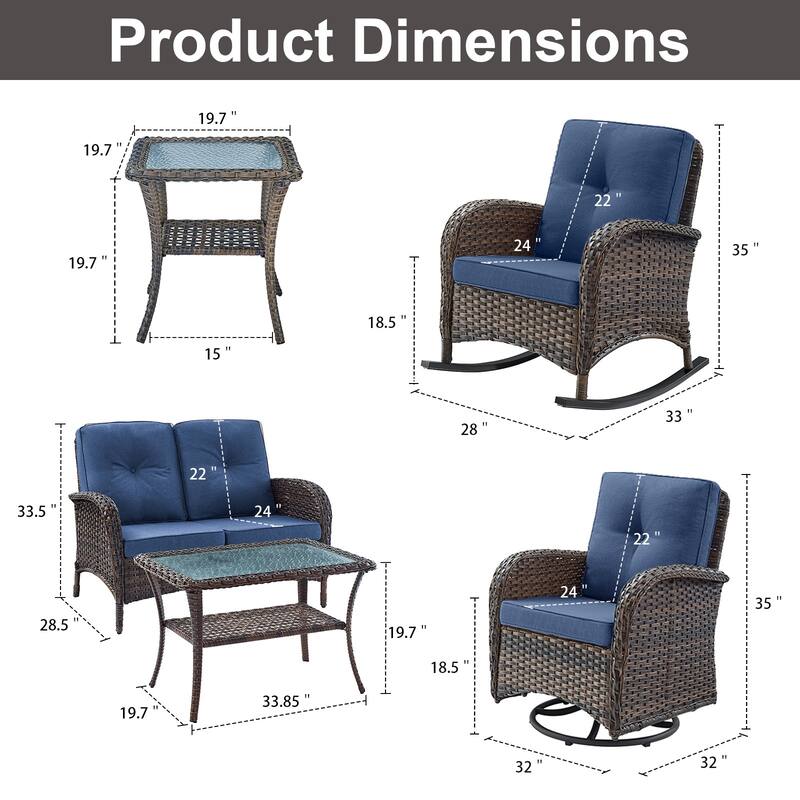 Gymojoy Outdoor Wicker Patio Furniture Loveseat and Chair Set Weather-Resistant