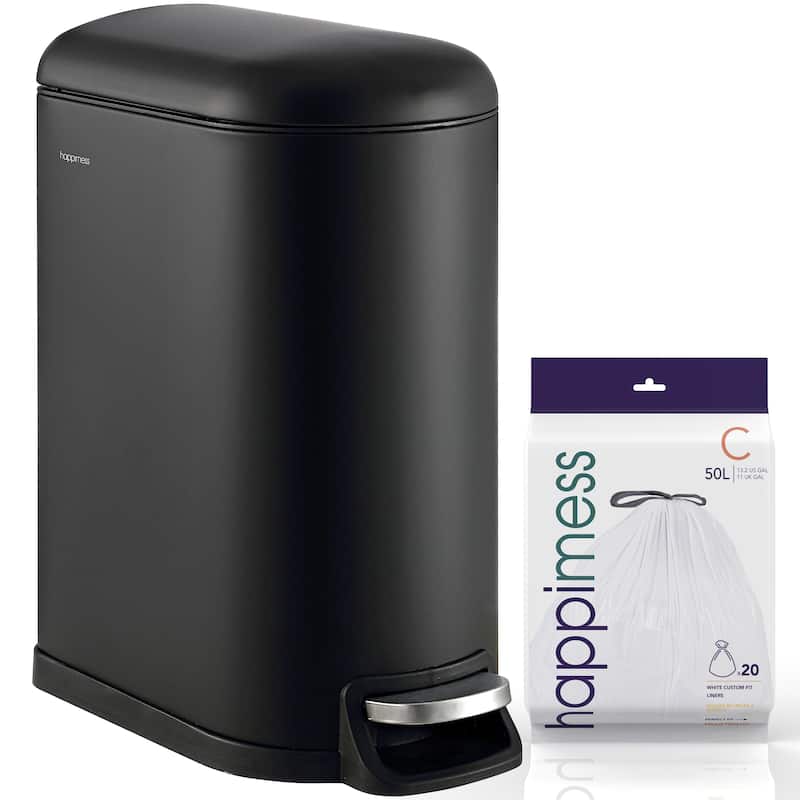 happimess Roland Step-Open Trash Can - Black
