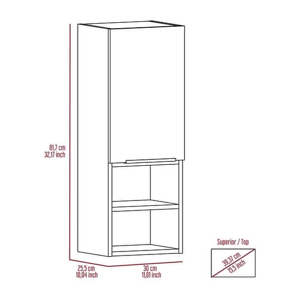 dimension image slide 1 of 6, TUHOME Mila Wall-Mounted Bathroom Medicine Cabinet with Open & Closed Storage