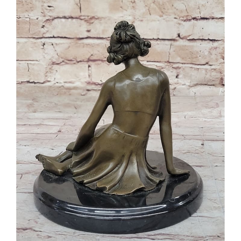 Bronze Art Deco Style Figural Elegant Woman Hand Made Statue Sculpture