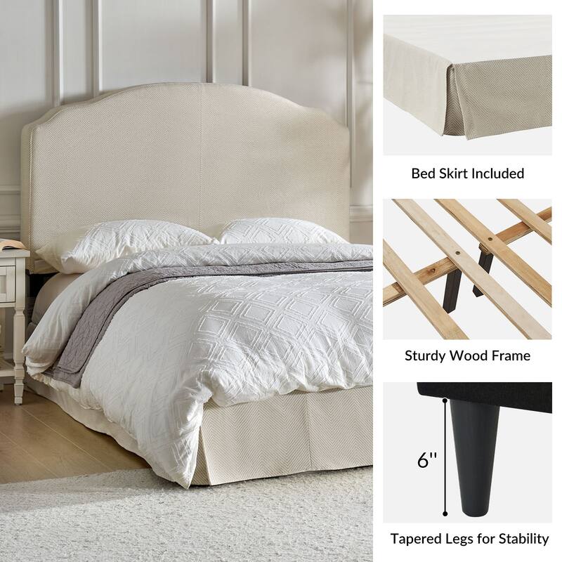 Kristian Traditional Bedroom Machine Washable Slipcovered Bed with Variety Fabric Choice Set-QB by HULALA HOME