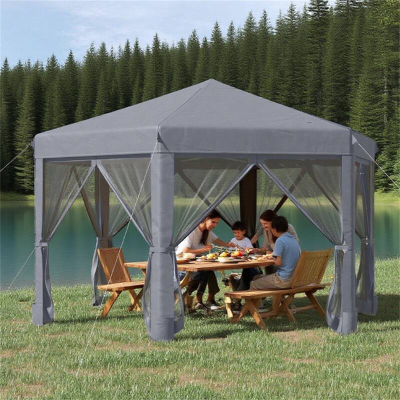 Hexagonal Pop Up Tent Gazebo, Heavy Duty Outdoor Canopy Tent