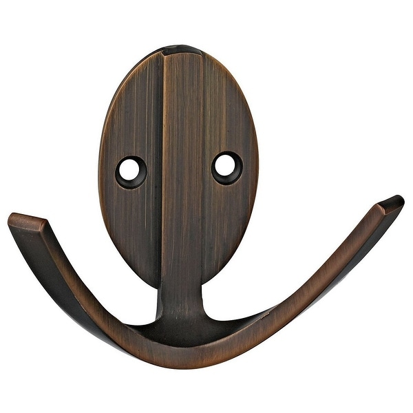 Stanley Hardware V8010 3" Modern Double Robe Hook in Antique Bronze - Antique Bronze