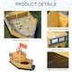preview thumbnail 8 of 9, Outsunny Kids Sandbox Pirate Ship Play Boat w/ Bench Seat and Storage, Cedar Wood - 62.25"x 30.75"x 18"