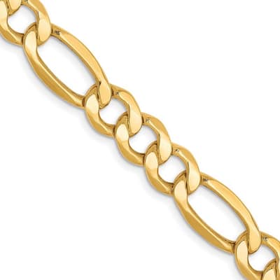 Curata 10k Semi Solid Lobster Claw Closure 7.3mm Semi solid Figaro Chain Bracelet