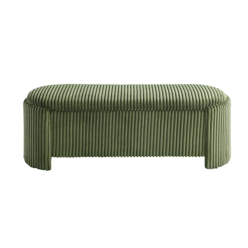 Furniture of America Jorvien Modern 50-inch Oval Corduroy Storage Bench