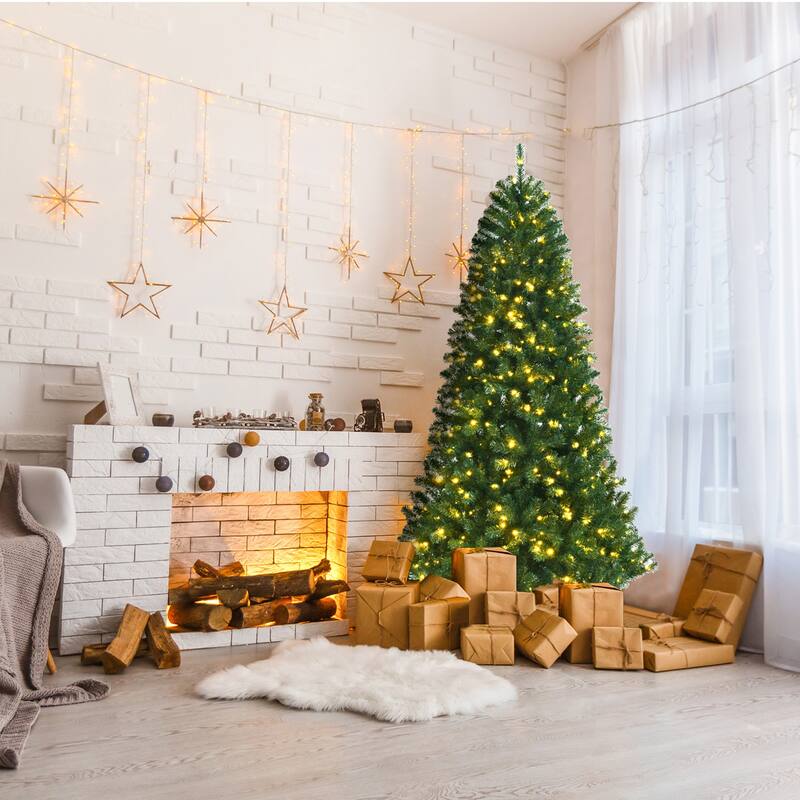 Gymax 6/7/8 FT Pre-lit Artificial Christmas Tree Hinged Xmas Tree w/ 9 - See Details