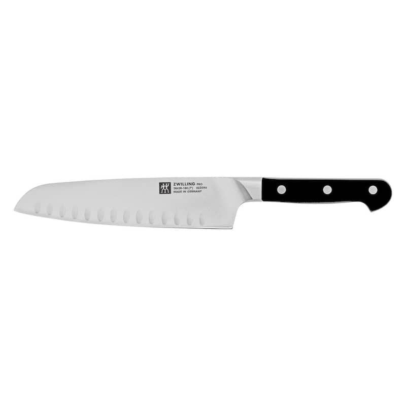ZWILLING Pro 7-inch Hollow Edge Santoku Knife - Black/Stainless Steel - Black/Stainless Steel - 7-inch