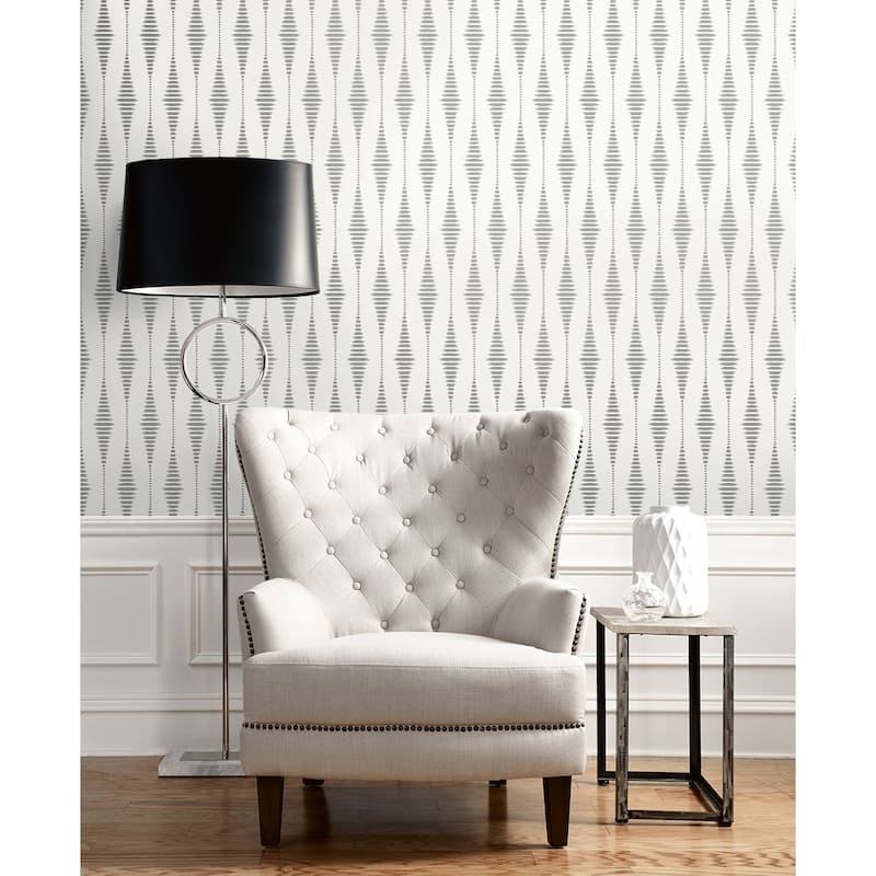 Seabrook Designs Diamond Stripe Glass Beaded Unpasted Wallpaper