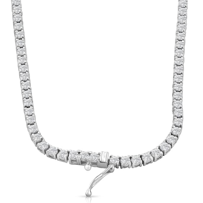 10Ct TW Lab Grown Diamond Tennis Necklace White Gold 18"