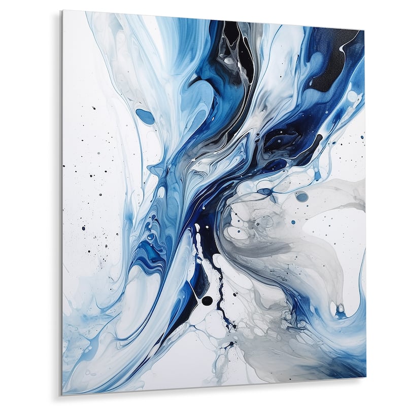 Designart "Blue And Grey Ethereal Elixir I" Abstract Shapes Metal Wall Art Prints
