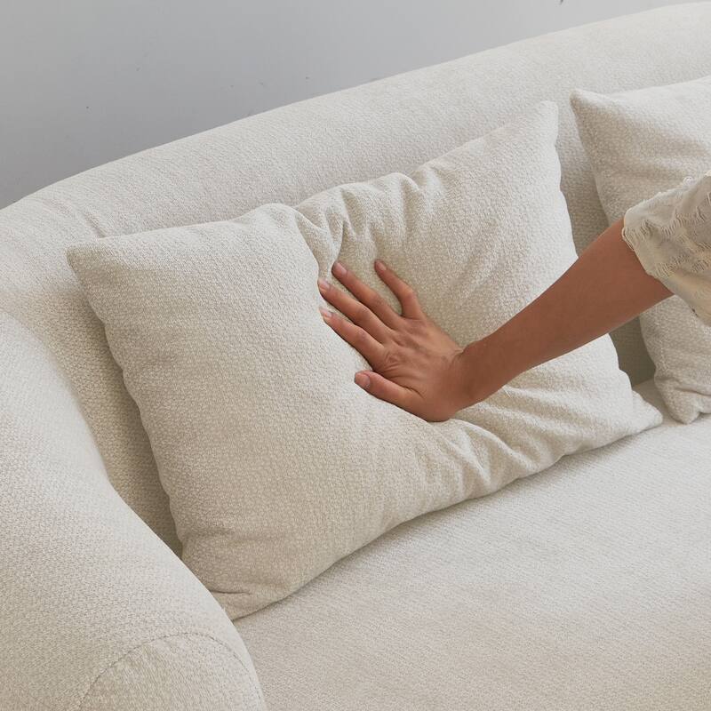 Modern Memory Foam Loveseat with 4 Pillows Chenille Fabric and High-Resilience Sponge, for Living Room, Bedroom, Apartment