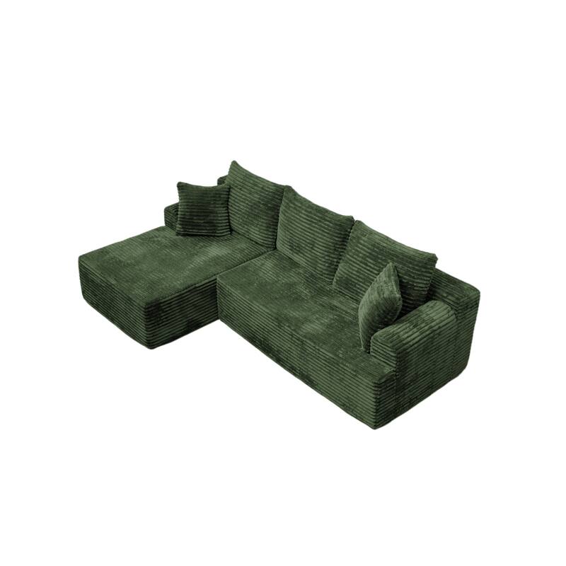 L-Shaped Corner Sectional Sofa Set with Side Chaise Lounge, Soft Foam Cushion Modular Sofa Corduroy Leisure Couch