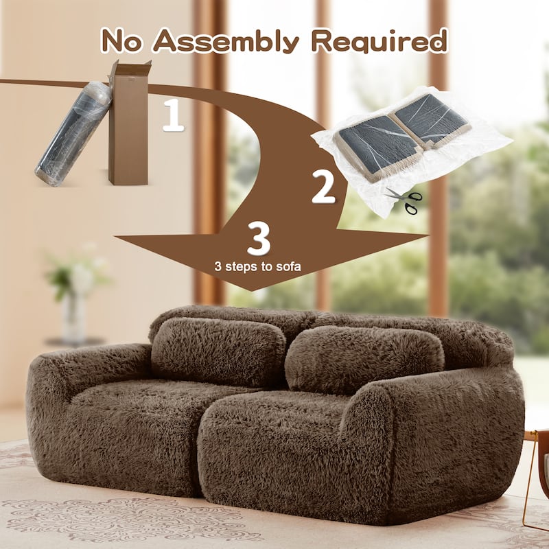 Modular Sectional Sofa, Plush Fabric Boneless Couch with Throw Pillows, 2/3/4-Seater Options, No Assembly