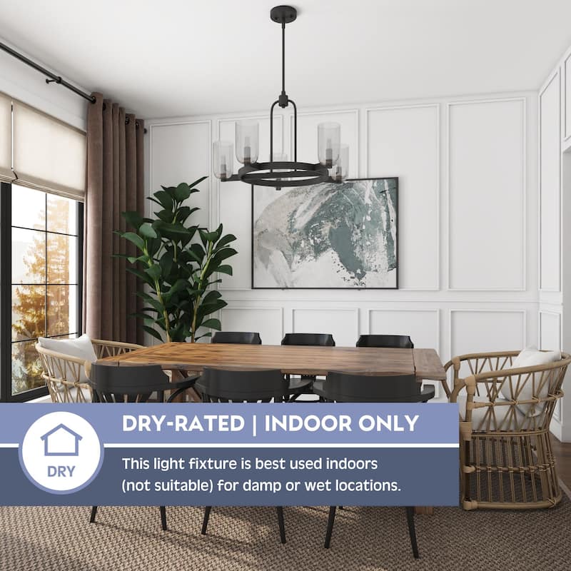 Prominence Home Hansley 5-Light Matte Black Chandelier with Clear Glass - 25.5