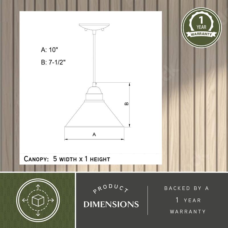 Outland 1 Light Pewter Farmhouse Outdoor Barn Dome Pendant - 10-in W x 7.5-in H x 10-in D