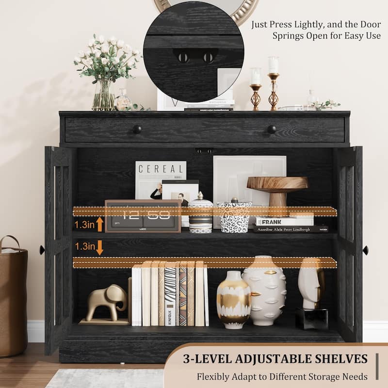 35.4" Sideboard Buffet Cabinets with Glass Door