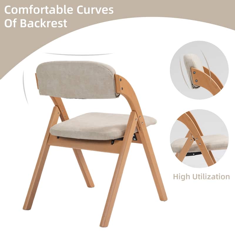 Wooden Stackable Dining Folding Chairs with Padded Seats(Set of 2)