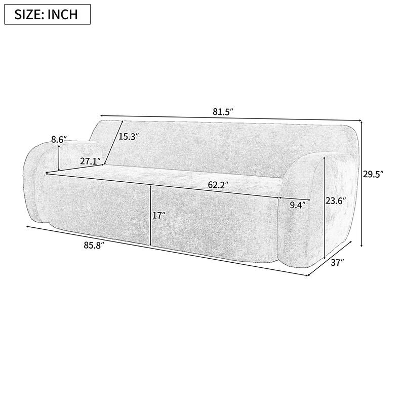 81.5" Ergonomic 3-Seater Curved Sofa, Modular for Living Room, Bedroom, or Apartment