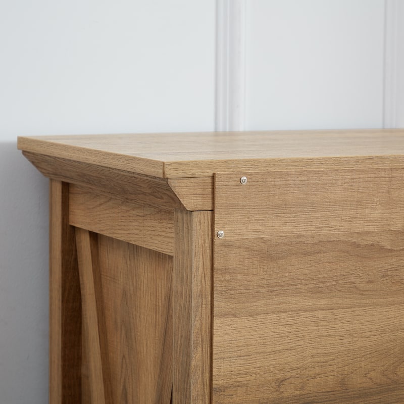 Oak 6 Drawer Dresser, Tall Chest of Drawers with Modern Metal Handles