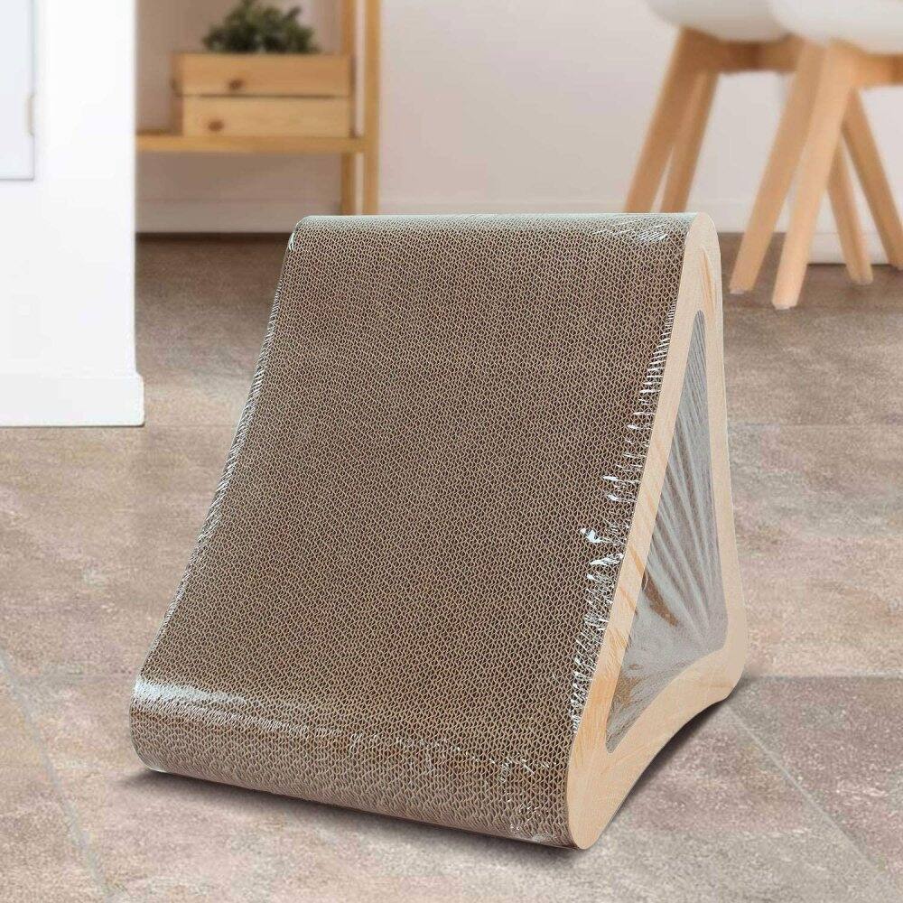 3Sided Triangle Cat Scratching Post Vertical Scratcher Cardboard Bed