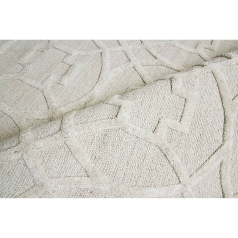 EXQUISITE RUGS Windsor Hand-loomed Wool/Bamboo Silk Linen/Beige Area Rug.