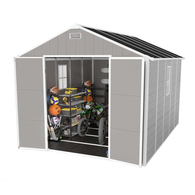 Outdoor Durable Plastic Garden Shed with HD Windows & Waterproof, UV-Resistant Storage Shed Tool Shed for All Seasons