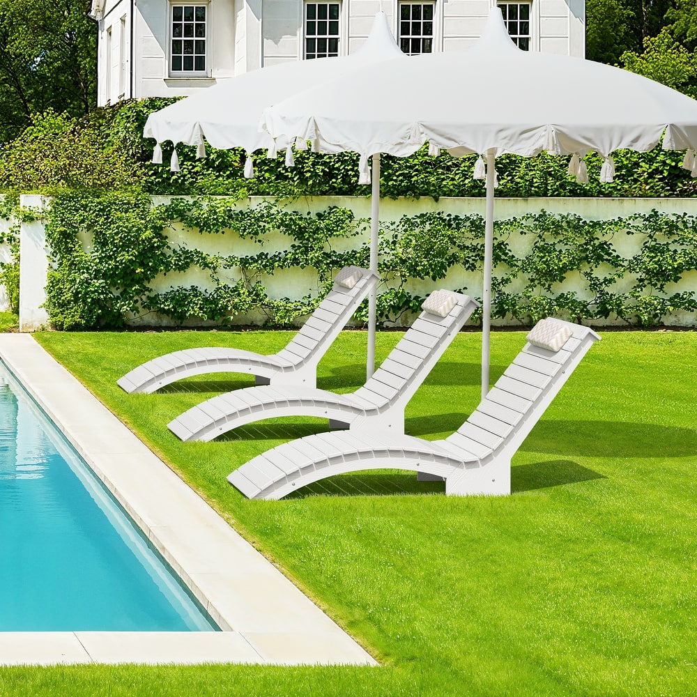 Outdoor Chaise Lounge Chair Set of 3, Patio Lounge Chairs for Outside, HDPS Lounge Chair - 59.8"L x 22"W x 34.8"H
