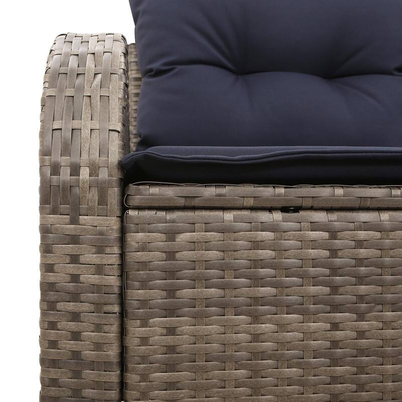 vidaXL 2-Seater Garden Sofa with Cushions Black/Brown/Grey Poly Rattan