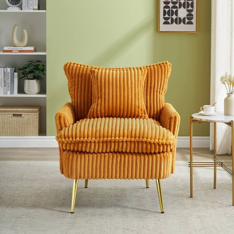 30.31 Inch Single Chair Fashion Sofa, Green Sofa, Coarse Corduroy Fabric, Soft And Comfortable