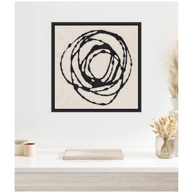 Kate and Laurel Sylvie Flowing Circle Abstract Framed Canvas by The Creative Bunch Studio