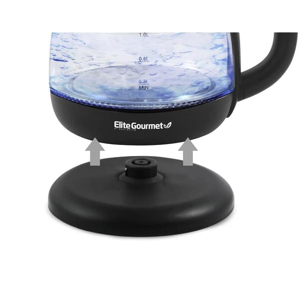Elite Gourmet 1 Liter Electric Glass Water Kettle Black EKT1001 Bed